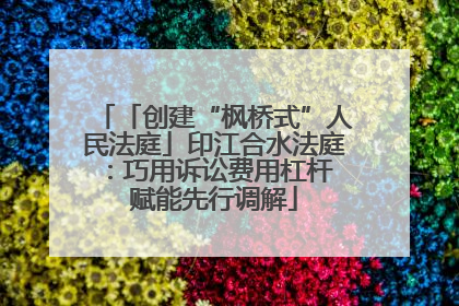 「创建“枫桥式”人民法庭」印江合水法庭：巧用诉讼费用杠杆 赋能先行调解
