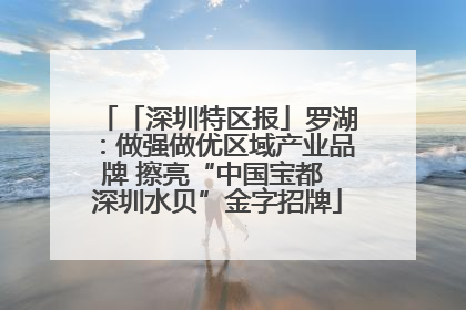 「深圳特区报」罗湖：做强做优区域产业品牌 擦亮“中国宝都 深圳水贝”金字招牌