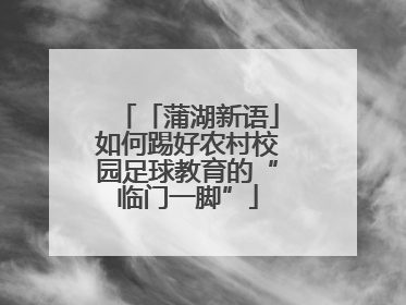 「蒲湖新语」如何踢好农村校园足球教育的“临门一脚”