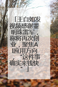 王自如发视频感谢董明珠雷军，称将再次创业，聚焦AI应用方向，“这件事确实来钱快”