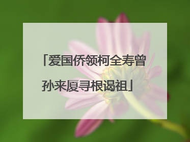 爱国侨领柯全寿曾孙来厦寻根谒祖