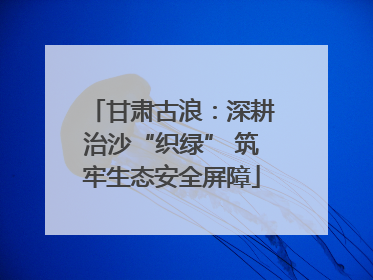 甘肃古浪：深耕治沙“织绿” 筑牢生态安全屏障