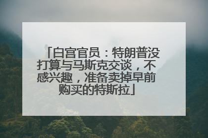 白宫官员：特朗普没打算与马斯克交谈，不感兴趣，准备卖掉早前购买的特斯拉