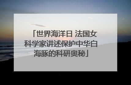 世界海洋日 法国女科学家讲述保护中华白海豚的科研奥秘