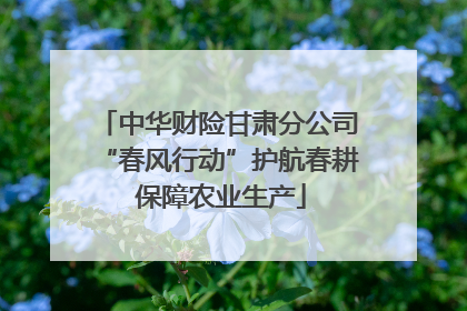 中华财险甘肃分公司“春风行动”护航春耕 保障农业生产