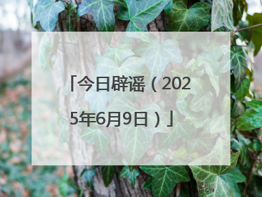 今日辟谣（2025年6月9日）