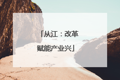 从江：改革赋能产业兴
