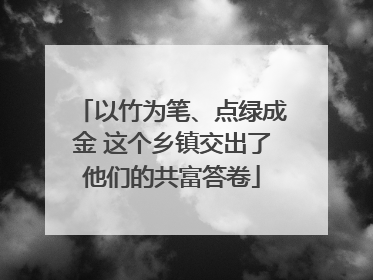 以竹为笔、点绿成金 这个乡镇交出了他们的共富答卷