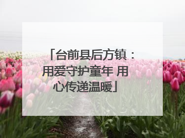 台前县后方镇：用爱守护童年 用心传递温暖