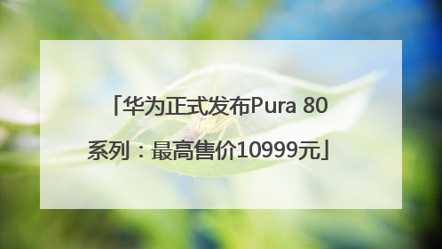 华为正式发布Pura 80系列：最高售价10999元