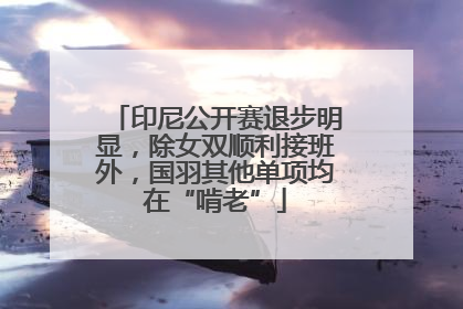 印尼公开赛退步明显，除女双顺利接班外，国羽其他单项均在“啃老”