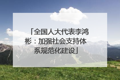 全国人大代表李鸿彬：加强社会支持体系规范化建设