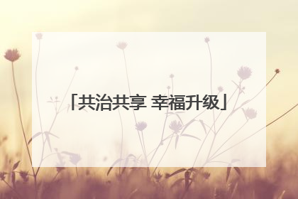 共治共享 幸福升级