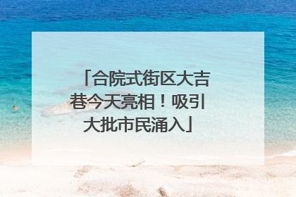 合院式街区大吉巷今天亮相！吸引大批市民涌入