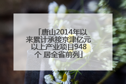 唐山2014年以来累计承接京津亿元以上产业项目948个 居全省前列