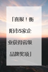 喜报！衡阳市5家企业获得省级品牌奖项