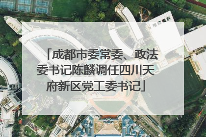 成都市委常委、政法委书记陈麟调任四川天府新区党工委书记