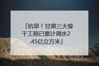 抗旱！甘肃三大骨干工程已累计调水2.45亿立方米