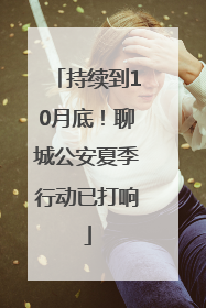 持续到10月底！聊城公安夏季行动已打响