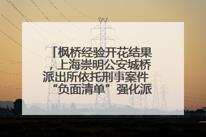 枫桥经验开花结果，上海崇明公安城桥派出所依托刑事案件“负面清单”强化派出所“主防”