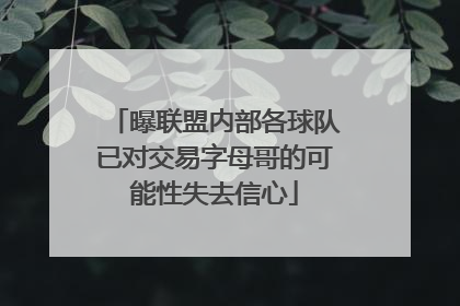 曝联盟内部各球队已对交易字母哥的可能性失去信心