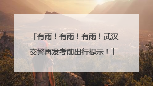 有雨！有雨！有雨！武汉交警再发考前出行提示！