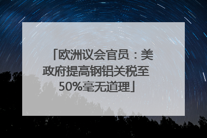 欧洲议会官员：美政府提高钢铝关税至50%毫无道理