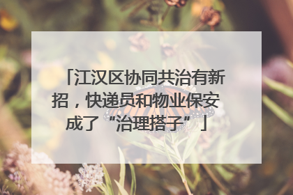 江汉区协同共治有新招，快递员和物业保安成了“治理搭子”