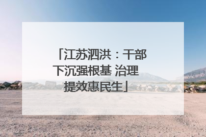 江苏泗洪：干部下沉强根基 治理提效惠民生