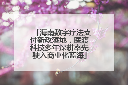 海南数字疗法支付新政落地，医渡科技多年深耕率先驶入商业化蓝海
