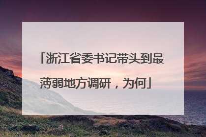 浙江省委书记带头到最薄弱地方调研，为何