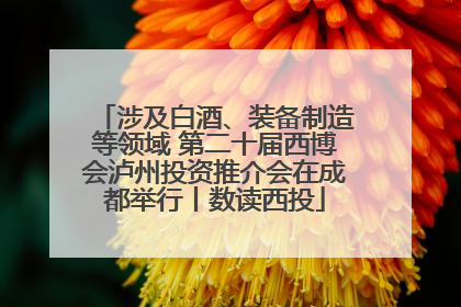 涉及白酒、装备制造等领域 第二十届西博会泸州投资推介会在成都举行丨数读西投