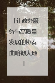 让政务服务与高质量发展的协奏曲响彻大地