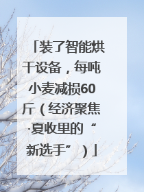 装了智能烘干设备，每吨小麦减损60斤（经济聚焦·夏收里的“新选手”）