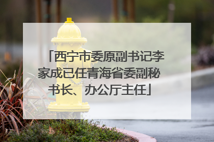 西宁市委原副书记李家成已任青海省委副秘书长、办公厅主任