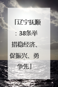 辽宁抚顺：38条举措稳经济、促振兴、勇争先