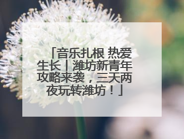 音乐扎根 热爱生长丨潍坊新青年攻略来袭，三天两夜玩转潍坊！