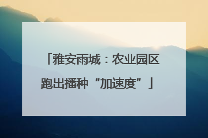 雅安雨城：农业园区跑出播种“加速度”