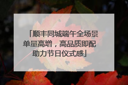 顺丰同城端午全场景单量高增，高品质即配助力节日仪式感