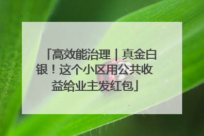 高效能治理｜真金白银！这个小区用公共收益给业主发红包