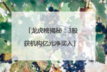 龙虎榜揭秘：3股获机构亿元净买入