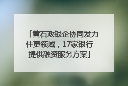 黄石政银企协同发力住更领域，17家银行提供融资服务方案